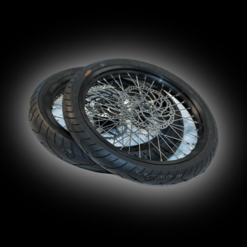 Chrome/Black Surron LBX/E Ride Pro Supermoto Wheel Set